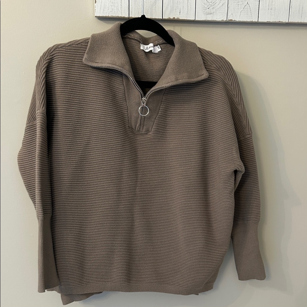 Elegant Brown Quarter-Zip Sweater